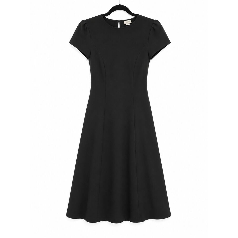 J. Crew Petite Black Midi Dress 0P Quiet Luxury Professional LBD - Picture 2 of 6